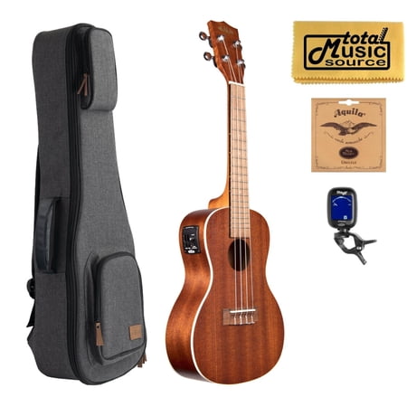 Kala KA-CE Satin Mahogany Concert A/E Ukulele, w/ Gray Sonoma Case Bundle