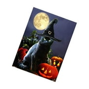Angle View: Halloween Cat-5D Painting Work Mosaic Diy Cross Stitch Kit Embroidery For Bedroom Decor Gifts(Full Drill)11.8Ãƒâ€”11.8Inches