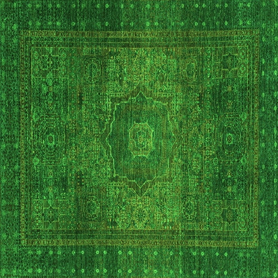 Ahgly Company Indoor Square Abstract Green Modern Area Rugs, 8' Square