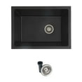 thumbnail image 1 of Stylish Dual Mount 25" Black Composite Granite Single Bowl Utility Sink with Strainer S-825N, 1 of 14