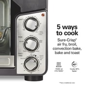 Hamilton Beach Easy View XL Air Fryer Toaster Oven with Sure-Crisp Air Fry technology, 6 Slice, 5-in-1 Countertop Oven, Black