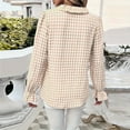 thumbnail image 4 of Kilaqueen Shirts for Women Long Sleeve Plaid Ruffled V Neck Button Down Shirts Casual Trendy Business Work Fall Tops, 4 of 9