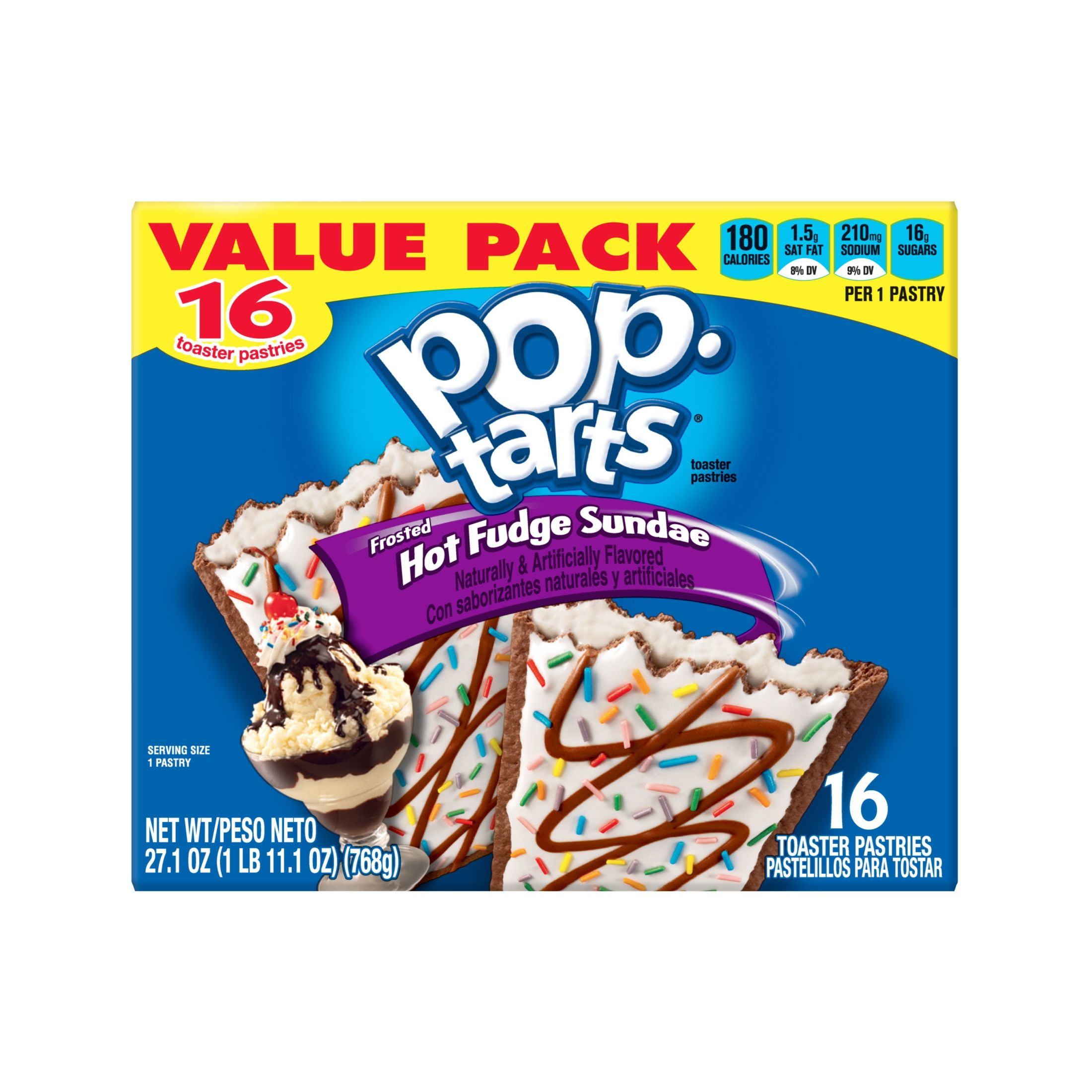 PopTarts Frosted Hot Fudge Sundae Breakfast Toaster Pastries, 27.1 oz