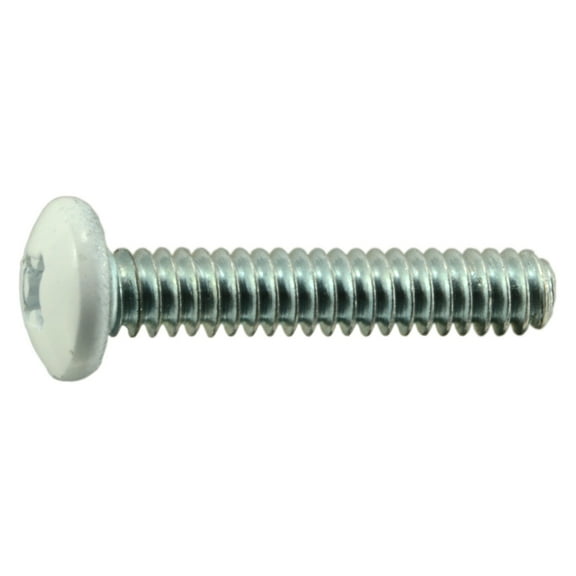 #10-24 x 1" White Painted Head Zinc Phillips Pan Head Machine Screws (15 pcs.)