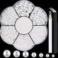 thumbnail image 1 of Kits de perlas semicirculares con parte posterior plana para decoración de uñas, 3, 1 caja de 5600 piezas de perlas blancas con parte posterior plana con pinza y lápiz selector para el hogar, bricolaj, 1 of 5