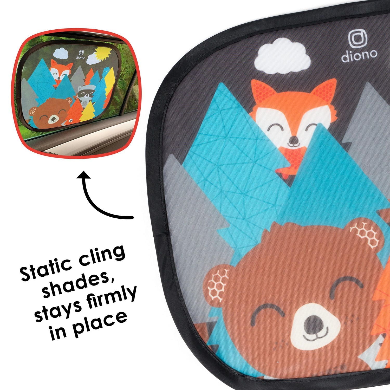 Diono Sun Stoppers® - 2 Pack Car Window Shades, Character Car Window Shade 2 Pack