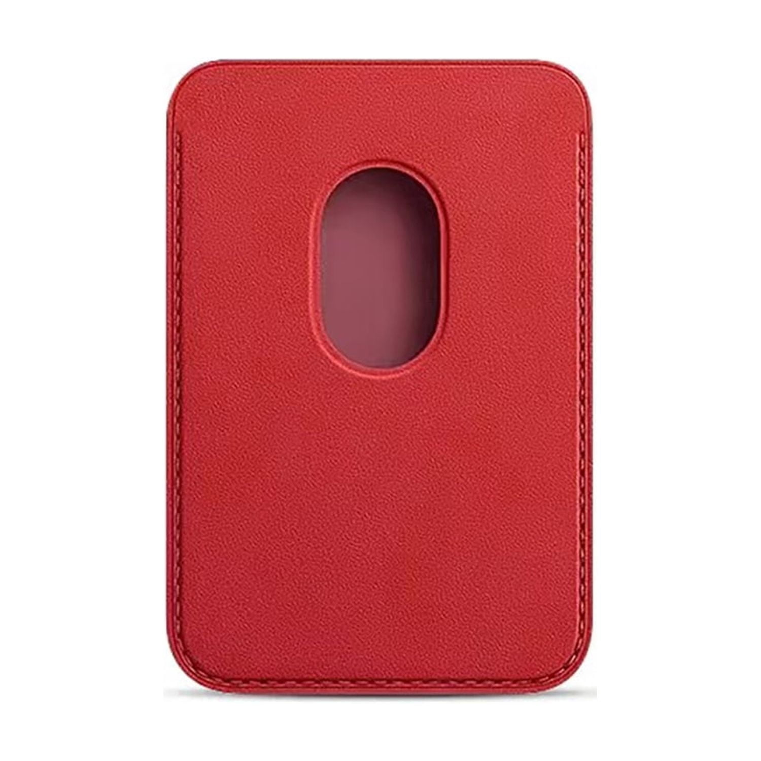 Magnetic Leather Card Pocket Holder - Red
