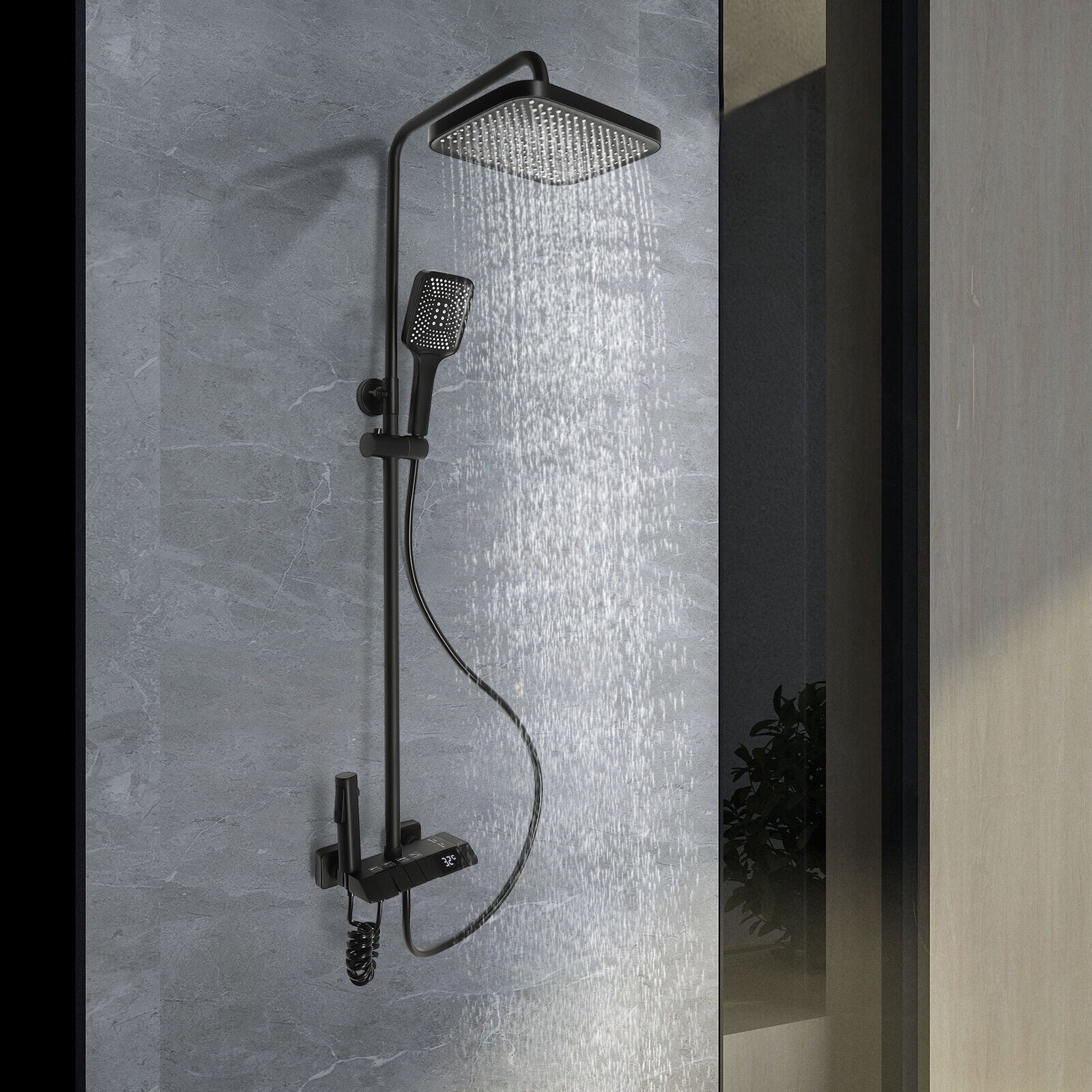 Shower System Faucet Set 4 Functions Exposed Bathtub Shower Combo Mixer Tap 0-80℃/32-176℉