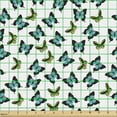 thumbnail image 2 of Ambesonne Butterfly Fabric by the Yard Upholstery, Swallowtail and Green, 1 Yard, Apple Green Turquoise, 2 of 5