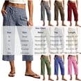 thumbnail image 3 of YanHoo Plaid Capris for Women Elastic Waisted Wide Leg Capri Pants Casual Comfy Vacation Cropped Trousers with Pockets, 3 of 8