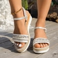 thumbnail image 5 of YLYL Espadrilles Sandals for Women Open Toe Platform Wedge Heel Buckle Ankle Strap Soft Footbed Sandals, 5 of 8