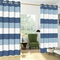 thumbnail image 3 of Nanqianyi Blue and White Striped Blackout Curtains for Bedroom 96 Inches Long, Room Darkening Thermal Insulated Grommet Drapes 2 Panels, 42" W x 96" L, 3 of 7