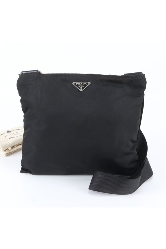 Pre-Owned Prada Tessuto Nylon Triangle Logo Leather Shoulder Bag Messenger for Men
