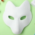 thumbnail image 4 of Máscara blanca en blanco, máscara de zorro pintada a mano, estilo japonés, máscara artesanal DIY para disfraz de mascarada de Halloween, Cosplay, 4 of 5