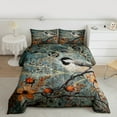 thumbnail image 2 of jejeloiu Black Bird Queen Comforter Set,Rustic Farmhouse Bedding Sets,Gray Orange Flower Bedding Comforter Set For Boys Kids,Ultra Soft Home Decor Reversible,3 Pieces, 2 of 8