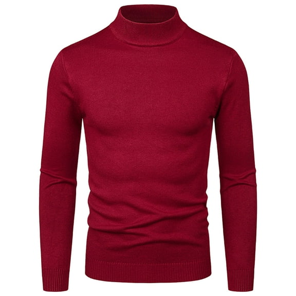 adviicd Sweaters for Men Winter Mens Slim Fit Turtleneck Sweater Long Sleeve Thermal Shirt Top Autumn Winter Male Knitwear Pullover (Red,XL)