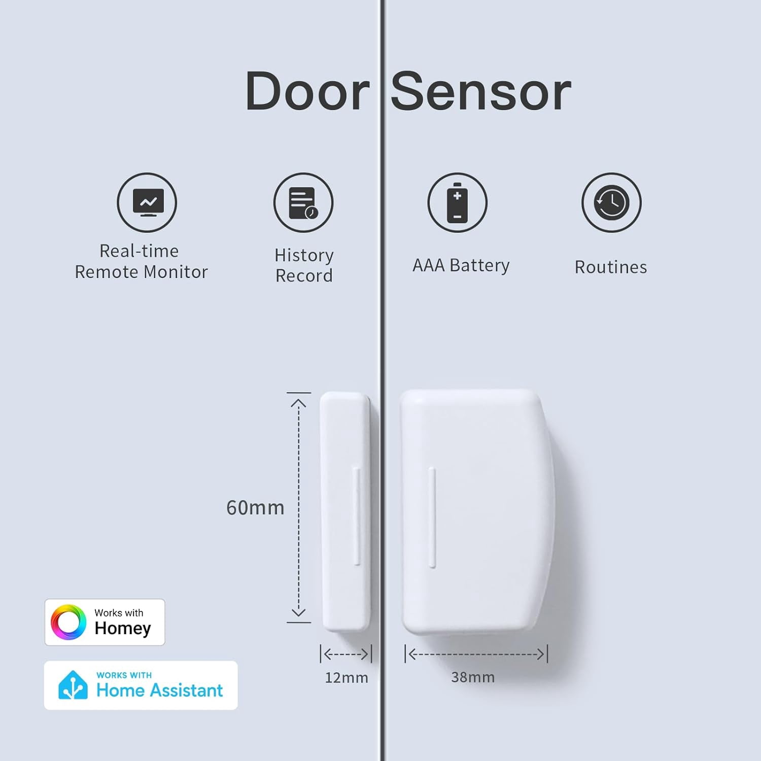 Contact Sensor 4 Pack, Door and Window Monitor, Home Automation,Works with Home Assistant,SmartThings,Aeotec,Homey,Hubitat or Echo Devices with Build-in  Hub,hub Required