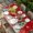 Red, variant on Beige Christmas Table Cloths for 3 Foot Rectangle Tables, Snowman Xmas Tree Coastal Snowflake Starfish Patio Waterproof Elastic Fitted Tablecloths, Washable Rectangular Table Cover for Camping
