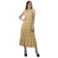 thumbnail image 2 of Moomaya Robe de Vacances pour Femmes en Rayonne, Col Licou, Sans Manches, Fente avant, Robe Imprimée, 2 of 4