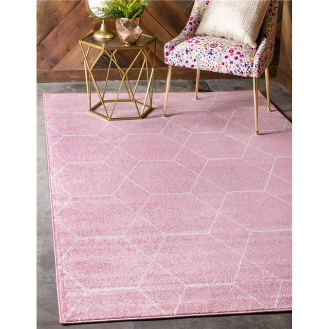 Unique Loom 3146525 Tapis Rectangle en Treillis Géométrique 6 x 9 Pi.&44; Rose Clair