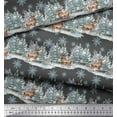 thumbnail image 3 of Soimoi Gray Cotton Voile Fabric Reindeer & Snowflakes Tree Print Sewing Fabric Yard 42 Inch Wide, 3 of 3