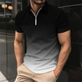 thumbnail image 2 of KIHOUT New Arrivals Summer Mens Shirts, Men Casual Printed Short Sleeve Turn Down Collar Zipper T-Shirt Blouse Tops, Fathers Day Gifts Dark Gray L, 2 of 5