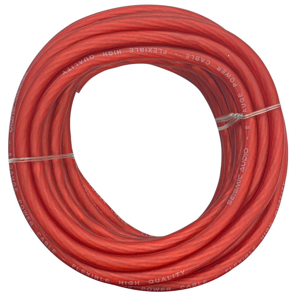 20 Foot 8 Gauge Power Amplifier Ground / Power Wire for Car Audio  - Red Amp Wire