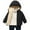 Black, variant on Godderr Boys Girls Hooded down Cotton Jacket for Baby Kids Solid Color Lightweight Cotton Coat Fleece Short Cotton Jacket with Pockets Winter down Jacket Tops for 1-7Y