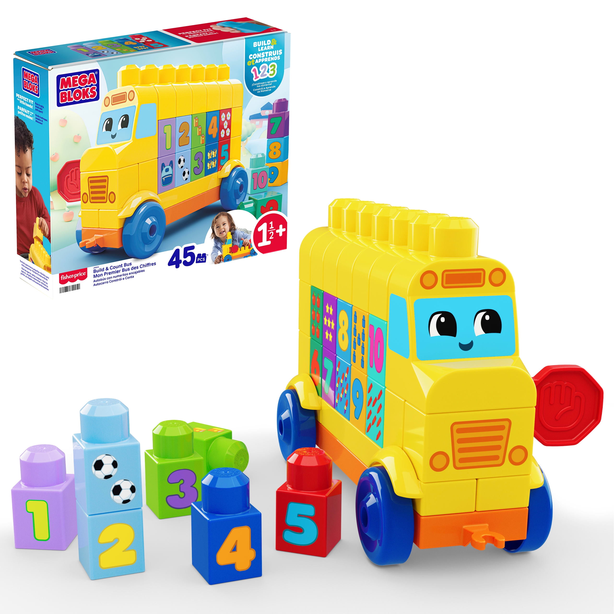 MEGA BLOKS-Mon Premier Bus des Chiffres-coffret de 45 pièces