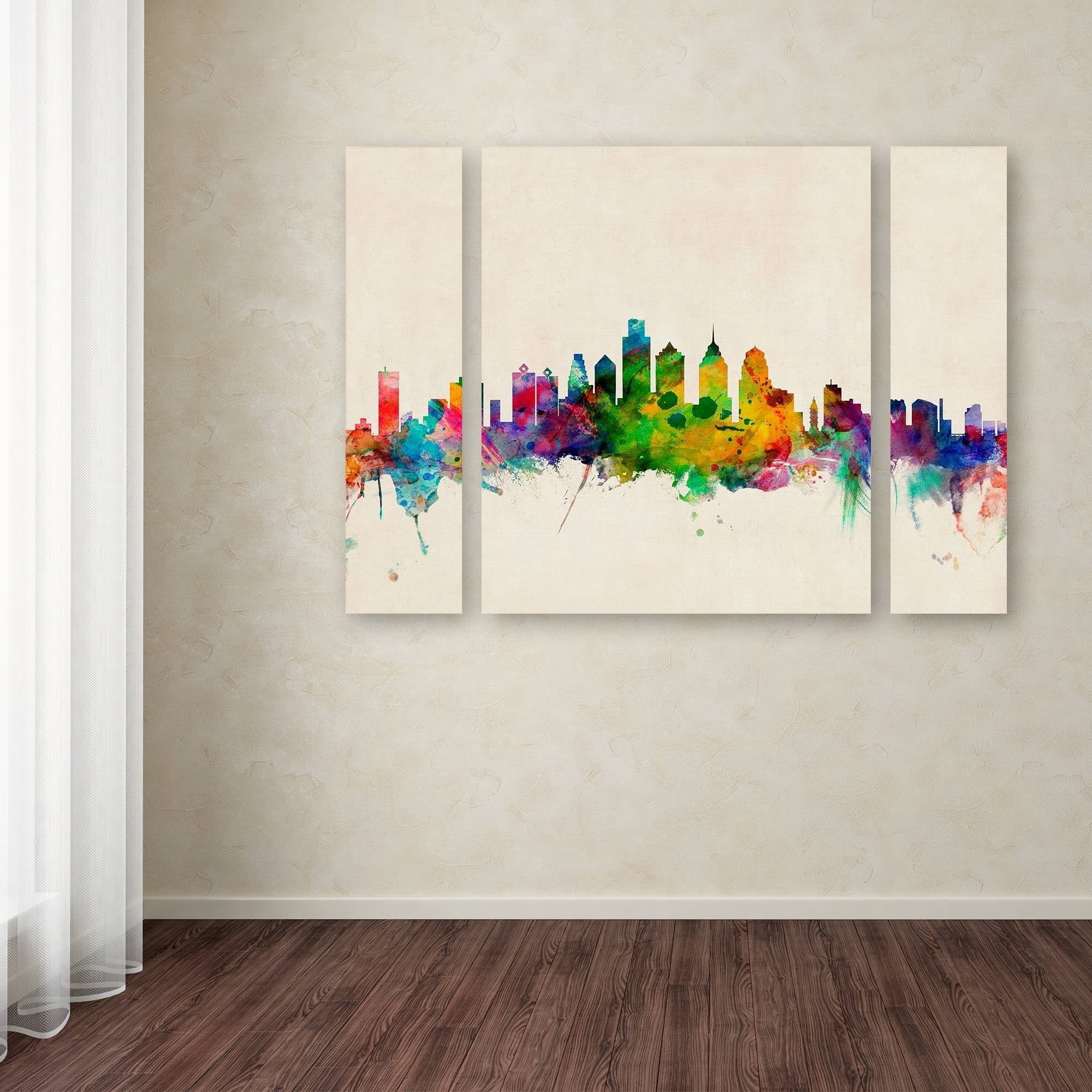 Trademark Fine Art "Philadelphia Pennsylvania" Canvas Art by Michael Tompsett Three Panel Set