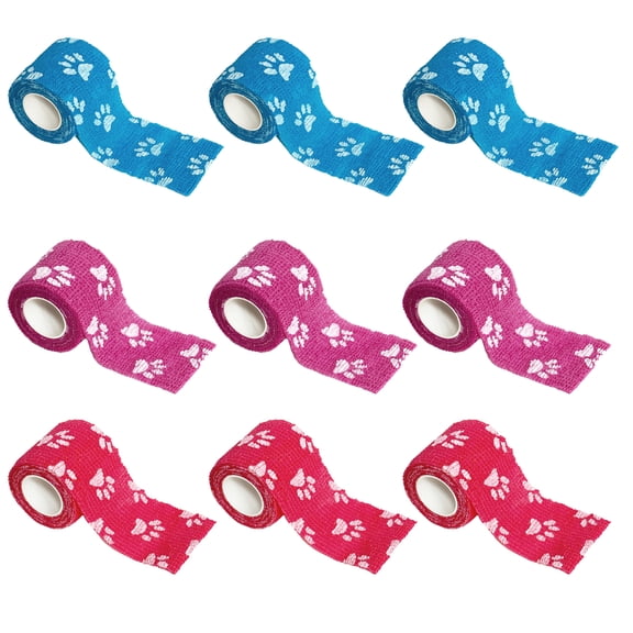 9 Pack 2 Inch x 5 Yards Self Adhesive Bandage Breathable Cohesive Bandage Wrap Rolls Elastic Self-Adherent Tape for Stretch Athletic, Sports, Wrist, Ankle，Style 13