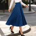 thumbnail image 4 of Jovrlynd Plaid Skirts for Women A Line High Waist Pleated Midi Skirts with Pockets Trendy Western Fall Flared Long Skirts, S-3XL, 4 of 9