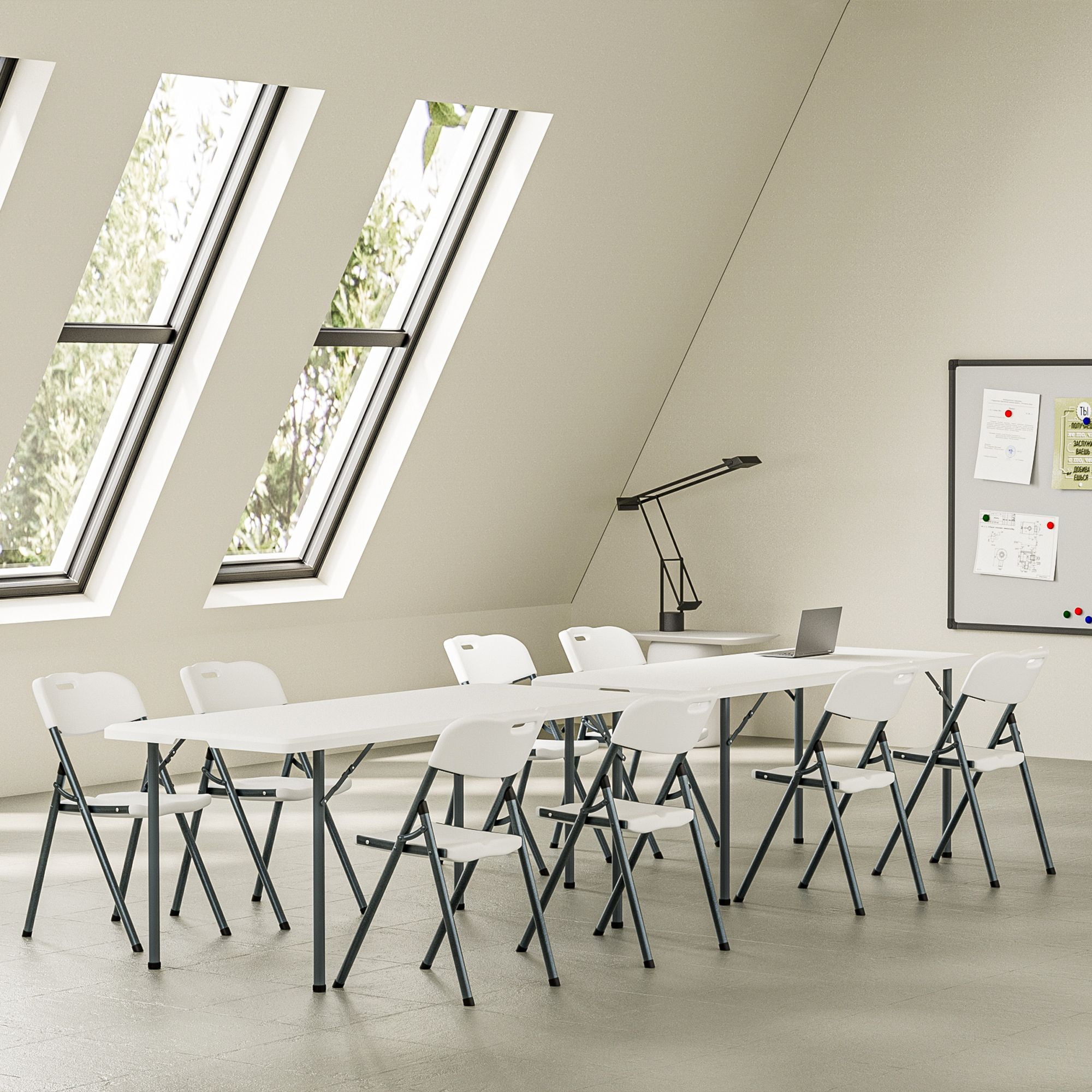 Demi Bonn 71.6"x29" Plastic Folding Table, Multipurposedoor Outdoor Duty Portable Rectangle Table with Handle, Lock for Picnic, Party, Camping, White