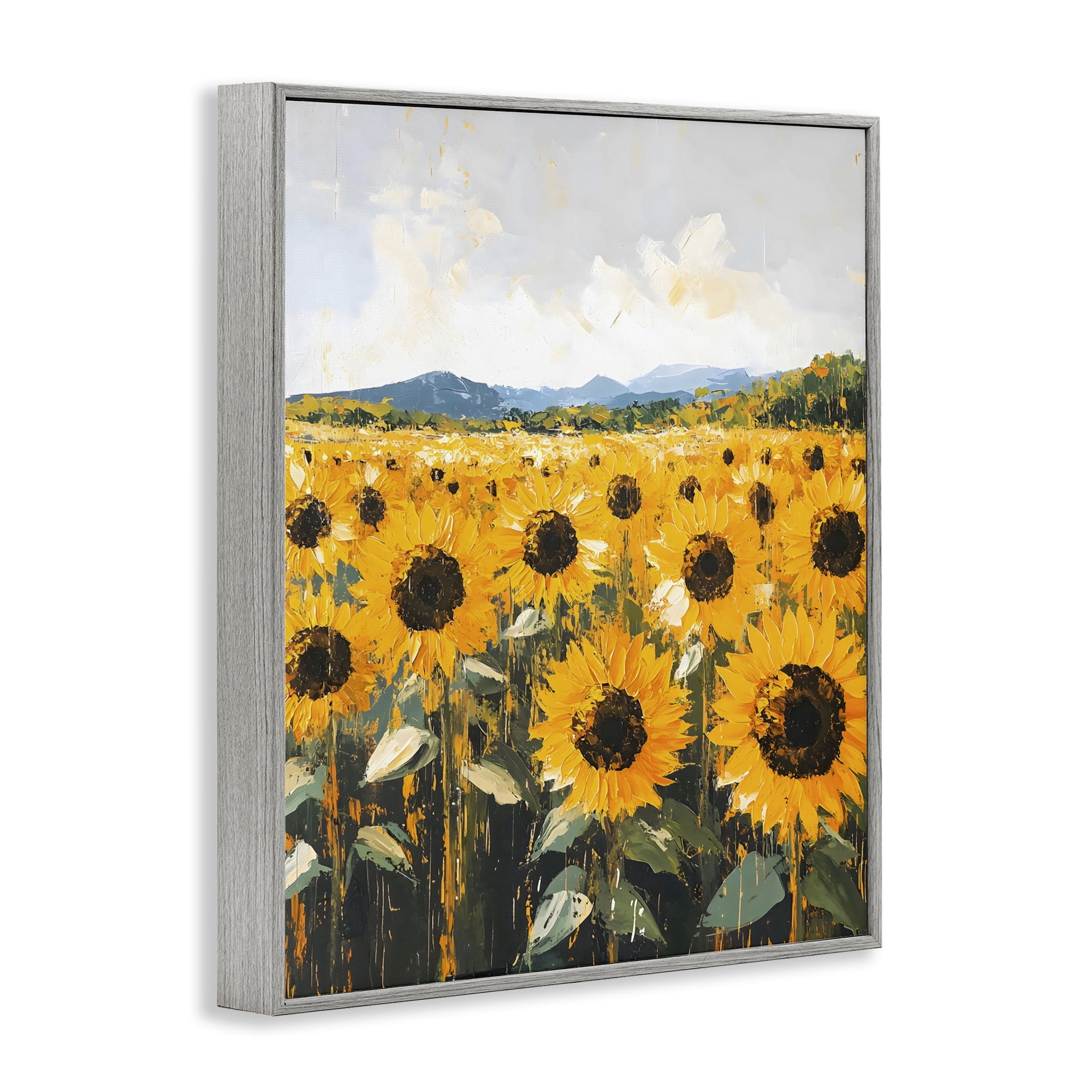 Stupell Industries Beautiful Sunflowers in Field Gray Framed Giclee Art, design by Creative Studio