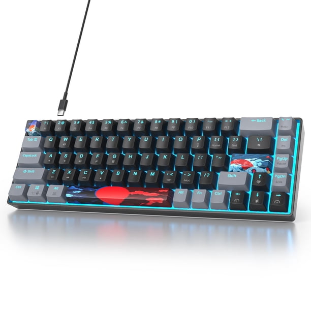 Teclado Mecánico para Juegos Ussixchare 65% con 68 Teclas y Switches Rojos