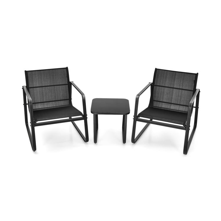 Aimee Lii 3 Pieces Patio Bistro Furniture Set with Glass Top Table for Garden Deck, Patio Furniture Sets, Black