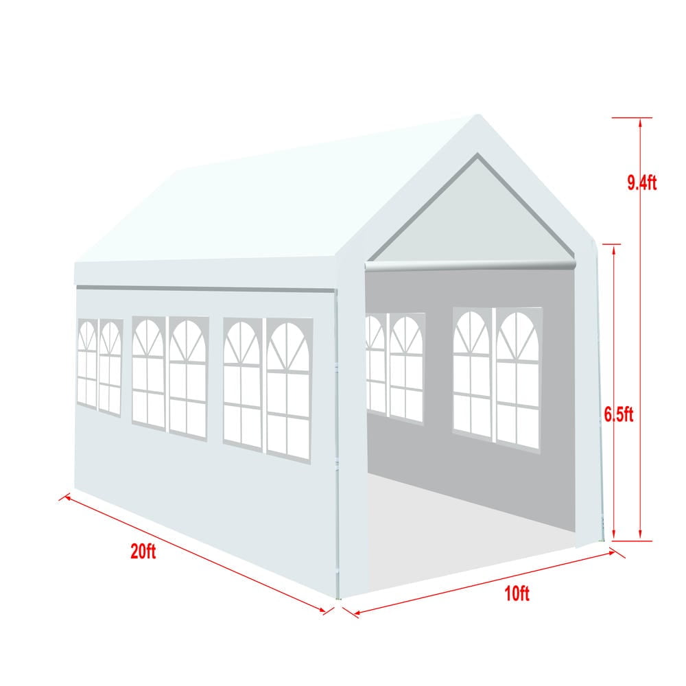 Topcobe 10'x20' Heavy Duty Carport Gazebo, Canopy Garage, Car Shelter with Windows for Backyard Patio, Outdoor Furniture