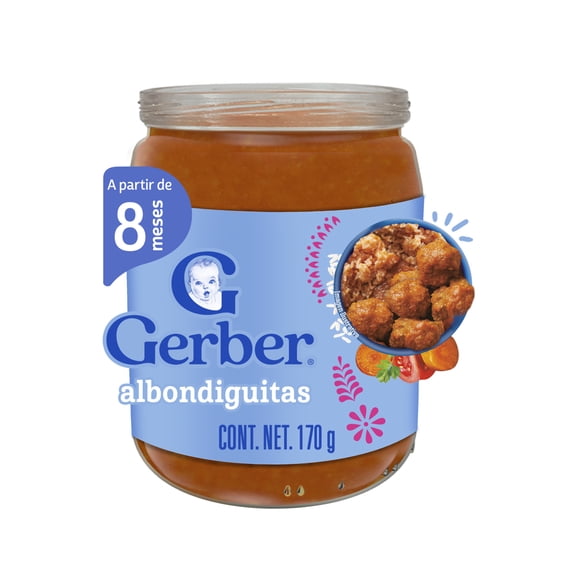 Papilla para Bebé Gerber Sabor Albóndigas Frasco 170 g