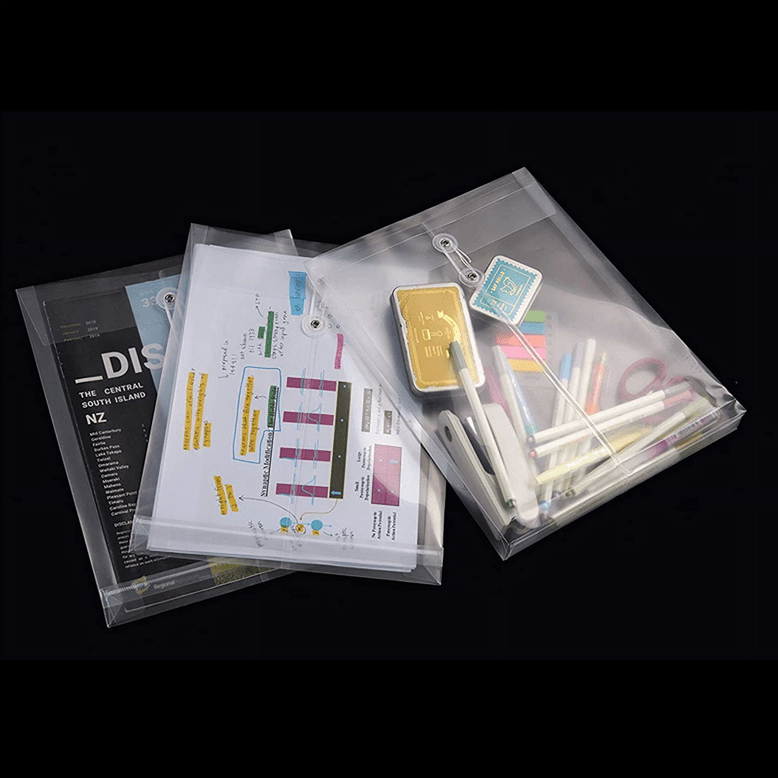 24 Pack Clear Plastic Envelopes Envelopes Expandable Files Document Folders with Button & String Tie Closure A4