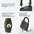 thumbnail image 3 of Uxcell 2 Pcs Weatherproof Padlocks, 1.3 Inch Wide Alloy Steel Outdoor Rustproof Long Beam Locks Vinyl Wrapped Waterproof Pin Tumbler Padlock with Brass Cylinder for Garages , Black, 3 of 7