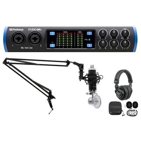 1-Person Podcast Podcasting Recording Bundle w/STUDIO 68C Interface+ Mic+Boom