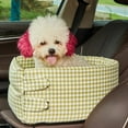 thumbnail image 7 of Dog Car Seat Console Pet Booster Seat Green Houndstooth Car Travel Bed for Small Dogs Under 13lbs Portable Dog Travel Carrier Bag Washable Dual Sided Mat, 7 of 7