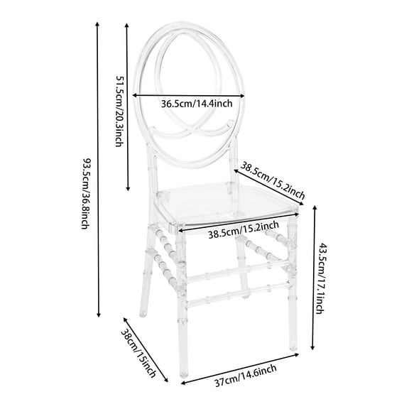PC Chairs Modern 4 PCS Clear Dining Chairs Elegant Party Event Wedding Chairs