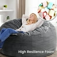 thumbnail image 3 of Melocadol 4ft Bean Bag Chair for Adults, Large Lazy Beanbag Sofa with Memory Foam Filled, Removable Washable Soft Cover, Sturdy Zipper, Comfy Chair for Bedroom, Den, Dorm, Dark Gray, 3 of 4