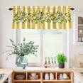 thumbnail image 5 of 3 Piece Kitchen Curtains and Valances Set Yellow Lemon Stripes Cafe Curtains 24 Inch Length Summer Spring Fruit Flowers Leaves Valance & Tier Curtain for Living Room Bedroom Window 54"x18"+27"x24"*2, 5 of 6