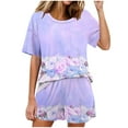 thumbnail image 1 of Conjunto de Pijama de las Mujeres de Moda Casual Color Sólido Casa Manga Corta Cuello Redondo Superior Y Pantalones, Ropa de Salón, 1 of 8