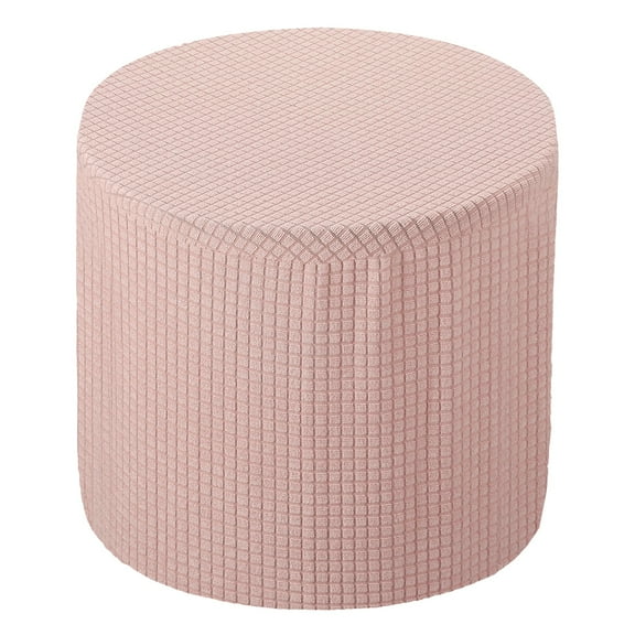 Ottoman Cover Round, Stretch Ottoman Slipcover Fit Diameter 9.8"-12.6", Non-Slip Footstool Protector Cover Pink