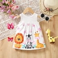 thumbnail image 3 of Mikrdoo Baby Girls Dress Cute Animals Print Sleeveless Summer Dress One Piece Casual Party Dress (3M-3T,White), 3 of 9