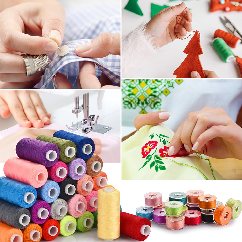 Januofit 72pcs Sewing Thread Kit, 36 Colors, 400 Yards per Spool Polyester Thread, Prewound Bobbins, Sewing Machine Threads