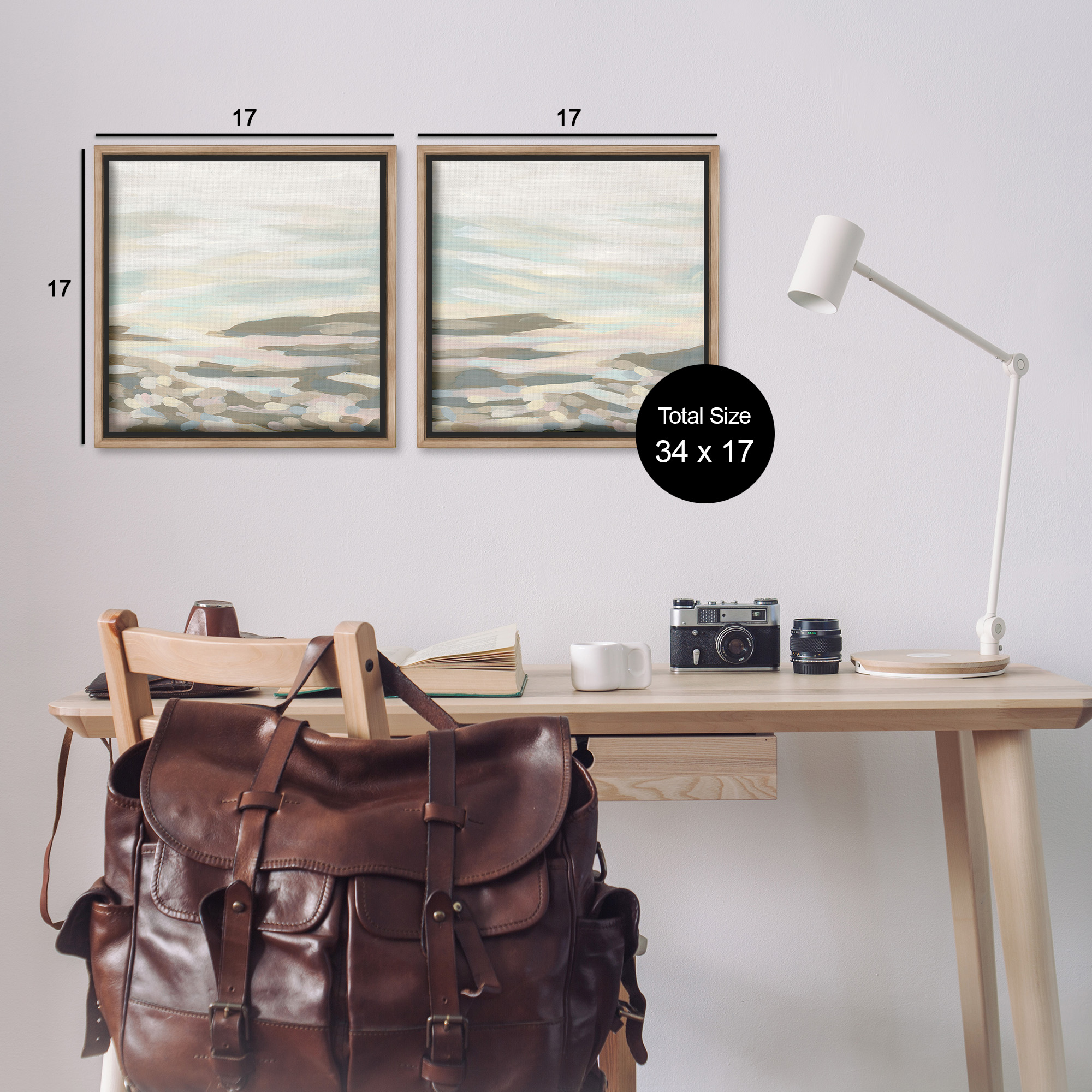 Stupell Industries Brushed Desert Landscape Abstract Painting Brown Floater Framed Canvas Art Print Wall Art, 18 x 18, Set of 2